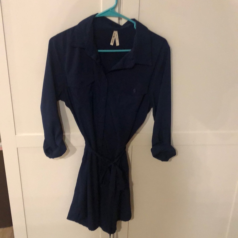 Navy blue button up dress